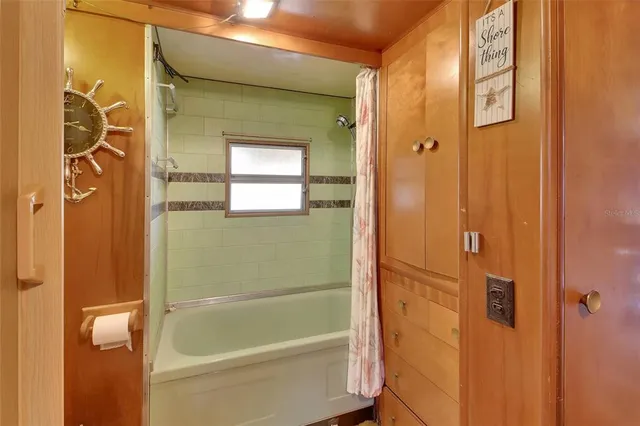 a bathroom with a bathtub