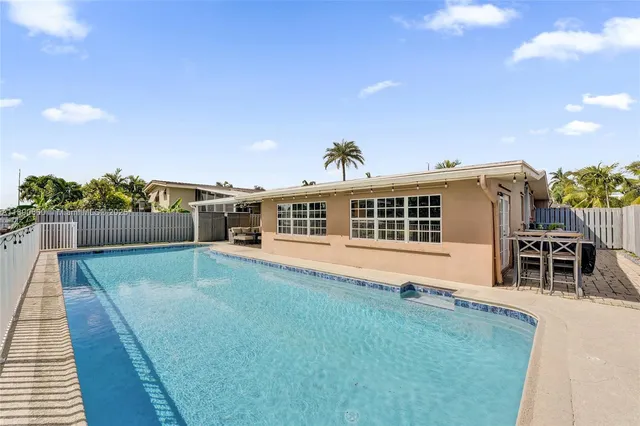 swimming pool view with a outdoor space