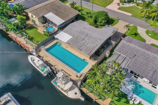 an aerial view of a house