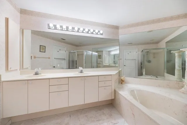 a view of a backyard with sitting area