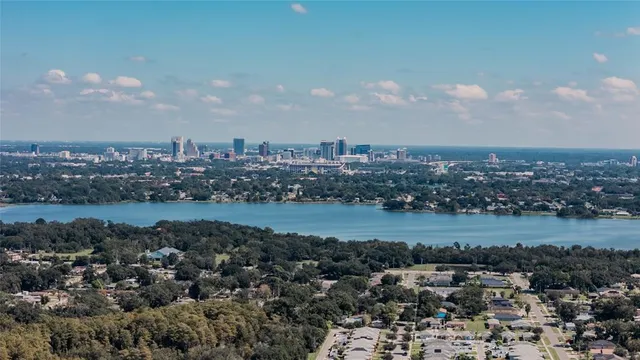 an aerial view of a house