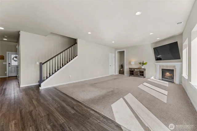 a view of livingroom with furniture and fireplace