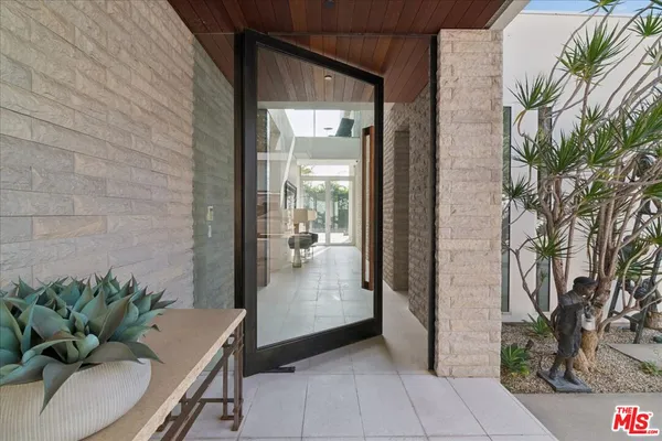 a potted plant sitting in front of a door