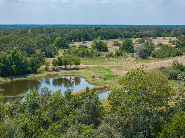 a view of a lake with a city view