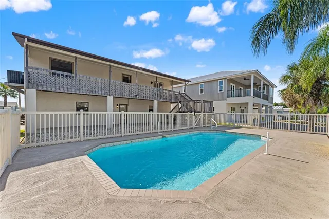 a view of a lake with a terrace