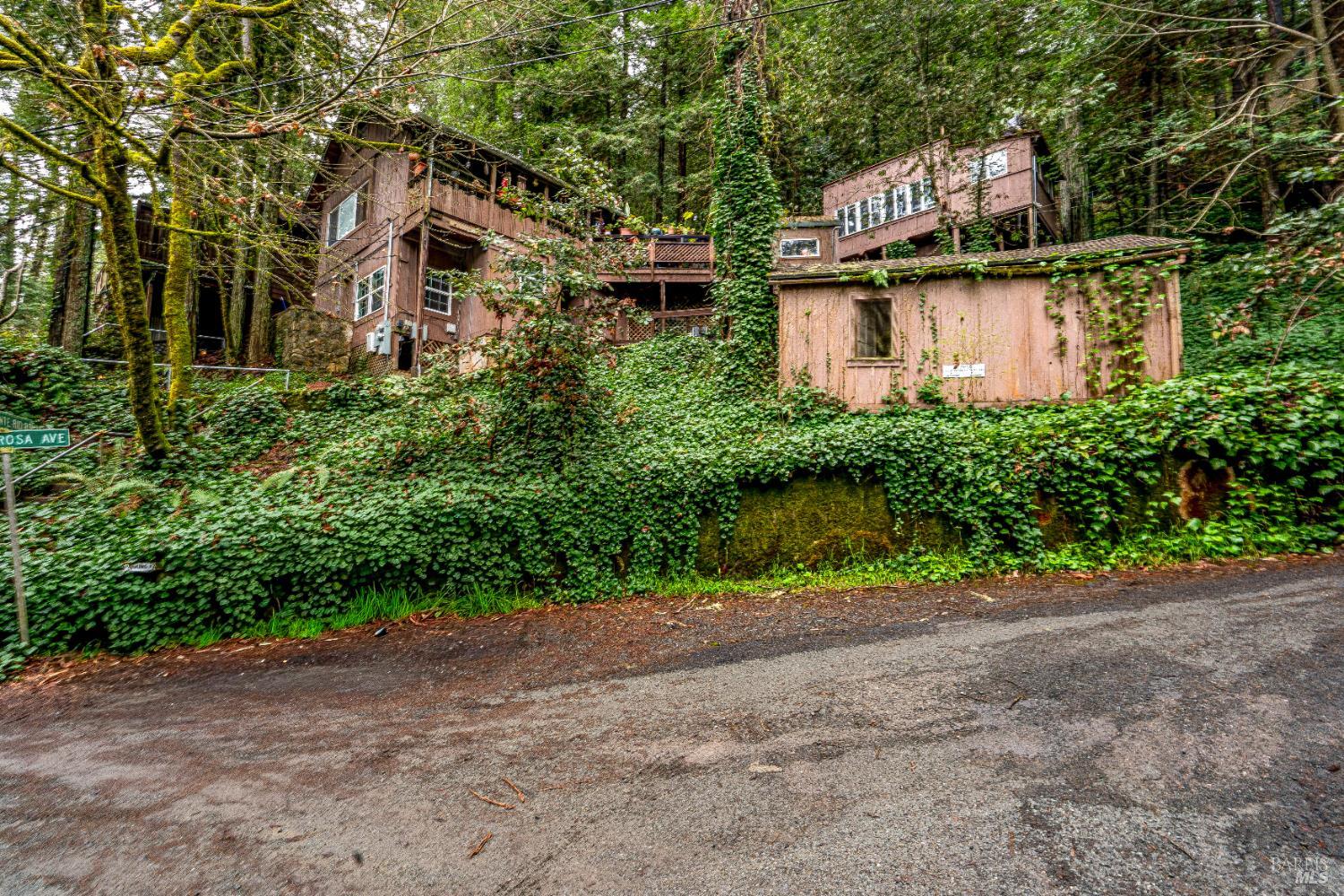 17910 Old Monte Rio Road Guerneville, CA 95446 - Photo 17 of 20 front view of a house with a yard and potted plants