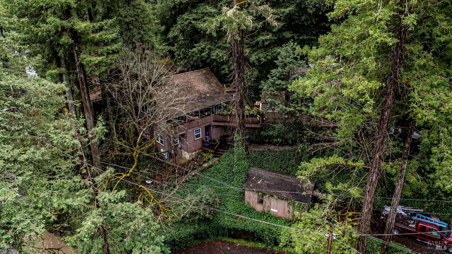 17910 Old Monte Rio Road Guerneville, CA 95446 - Photo 20 of 20 an aerial view of a house with a yard