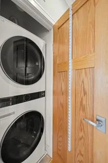 a hallway with sliding door and entryway