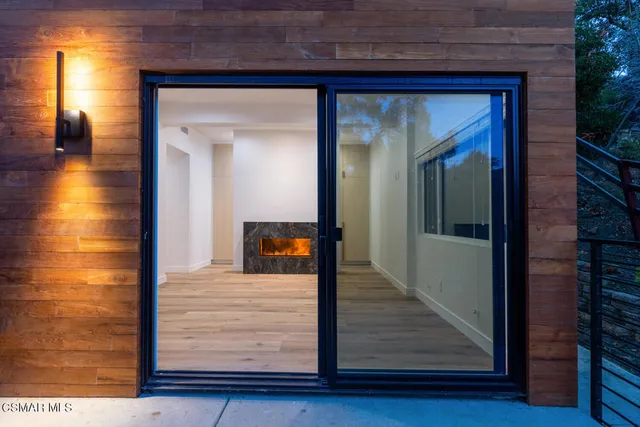 a view of lobby with wooden floor