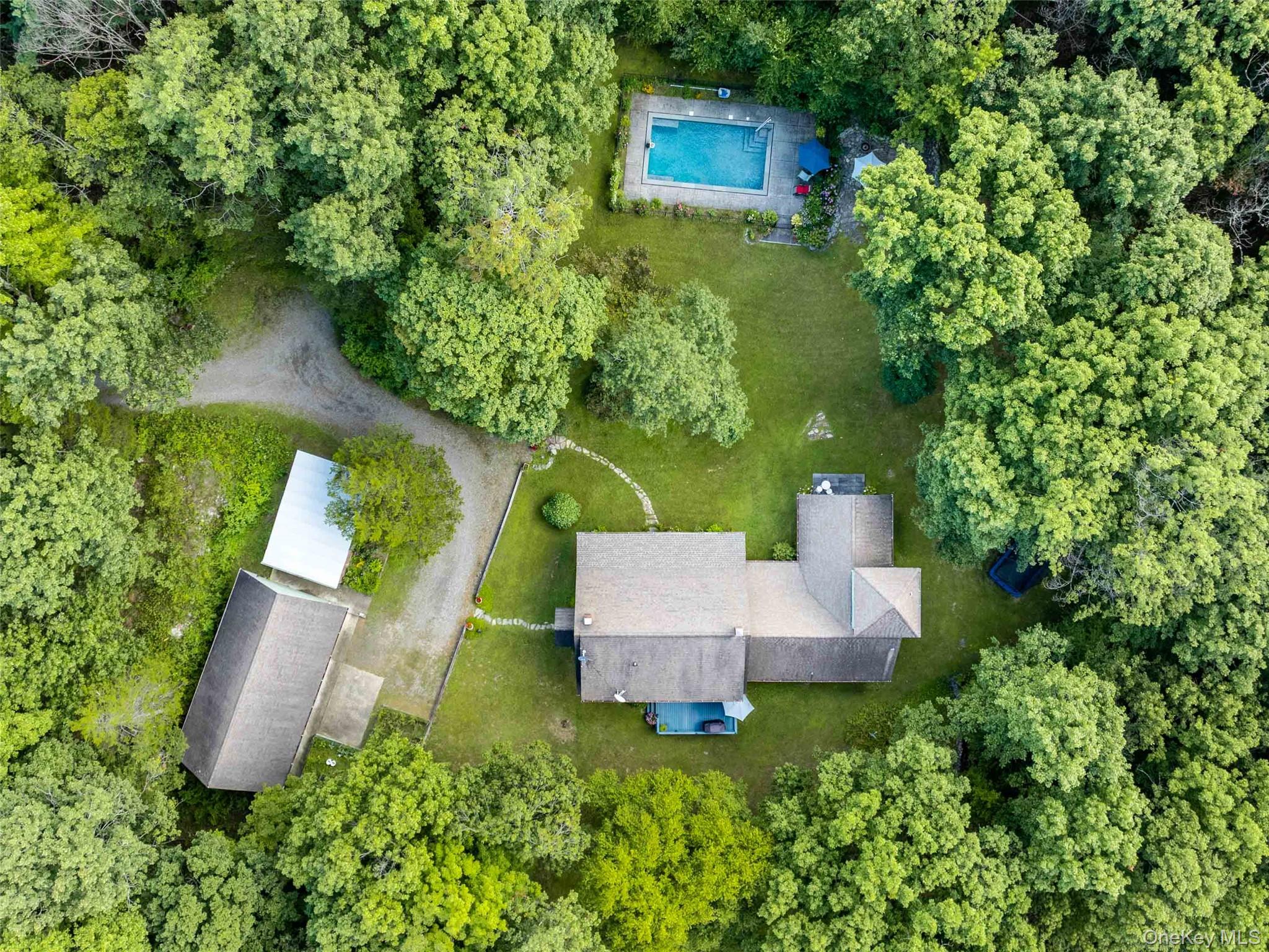 74 Hilltop Road Rhinebeck, NY 12572 - Photo 2 of 40 Aerial view of property's location with a pool area
