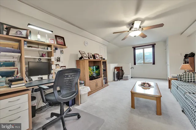 a workspace with furniture