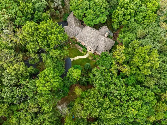 a backyard of a house with lots of green space