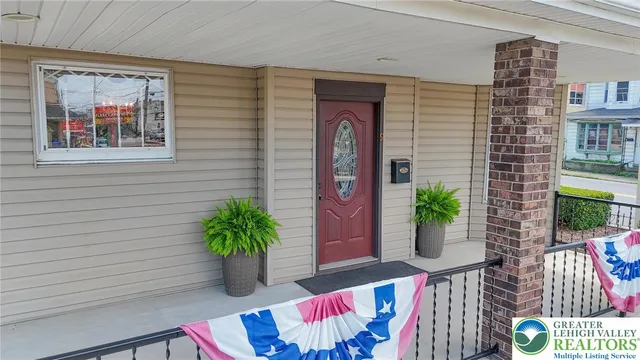 a potted plant sitting in front of a door