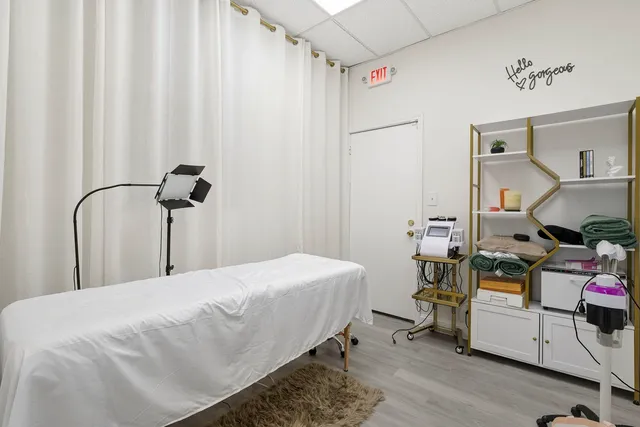 a view of a brick building from a balcony
