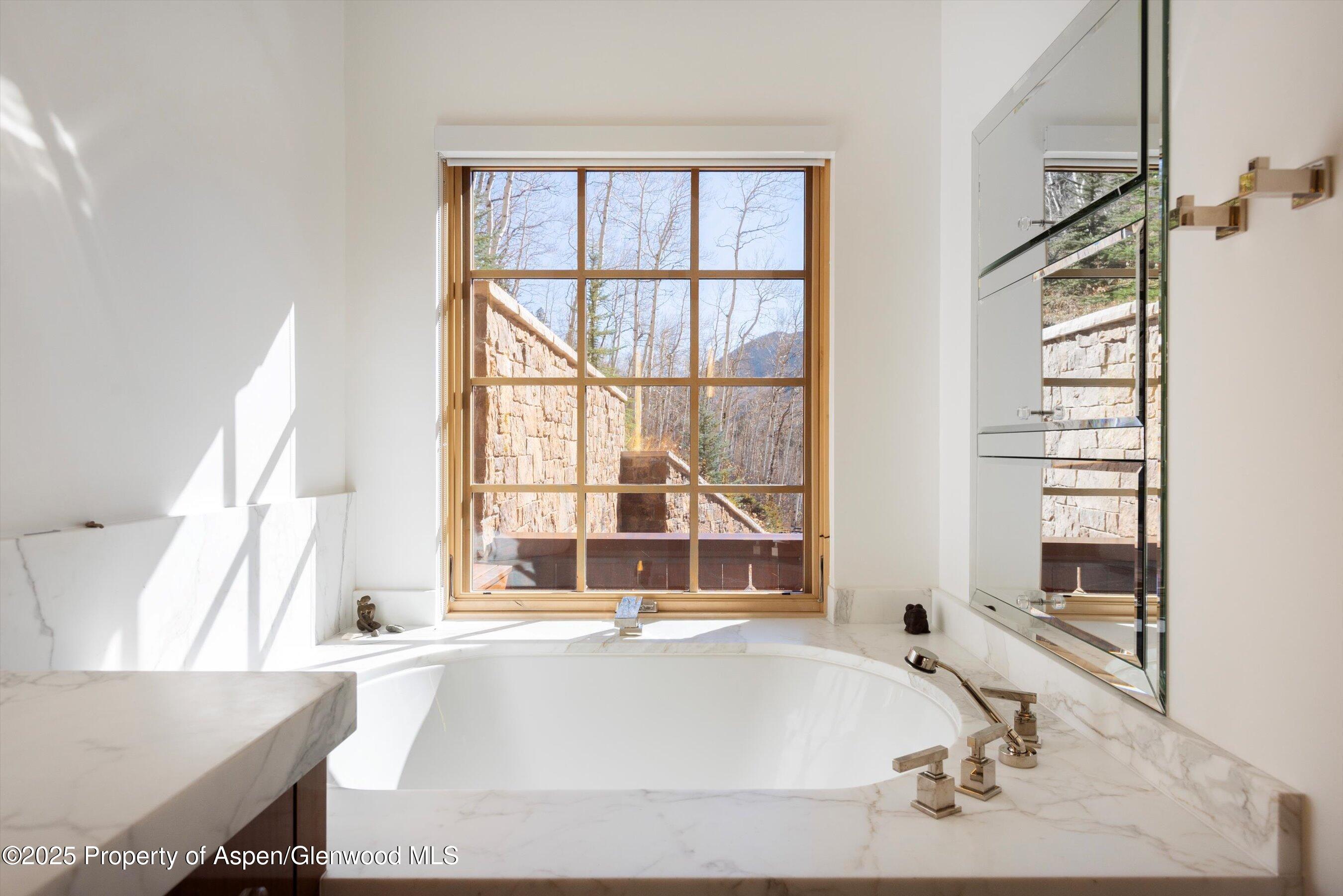 6770 Castle Creek Road Aspen, CO 81612 - Photo 19 of 53 a white bath tub sitting in a bathroom next to a window