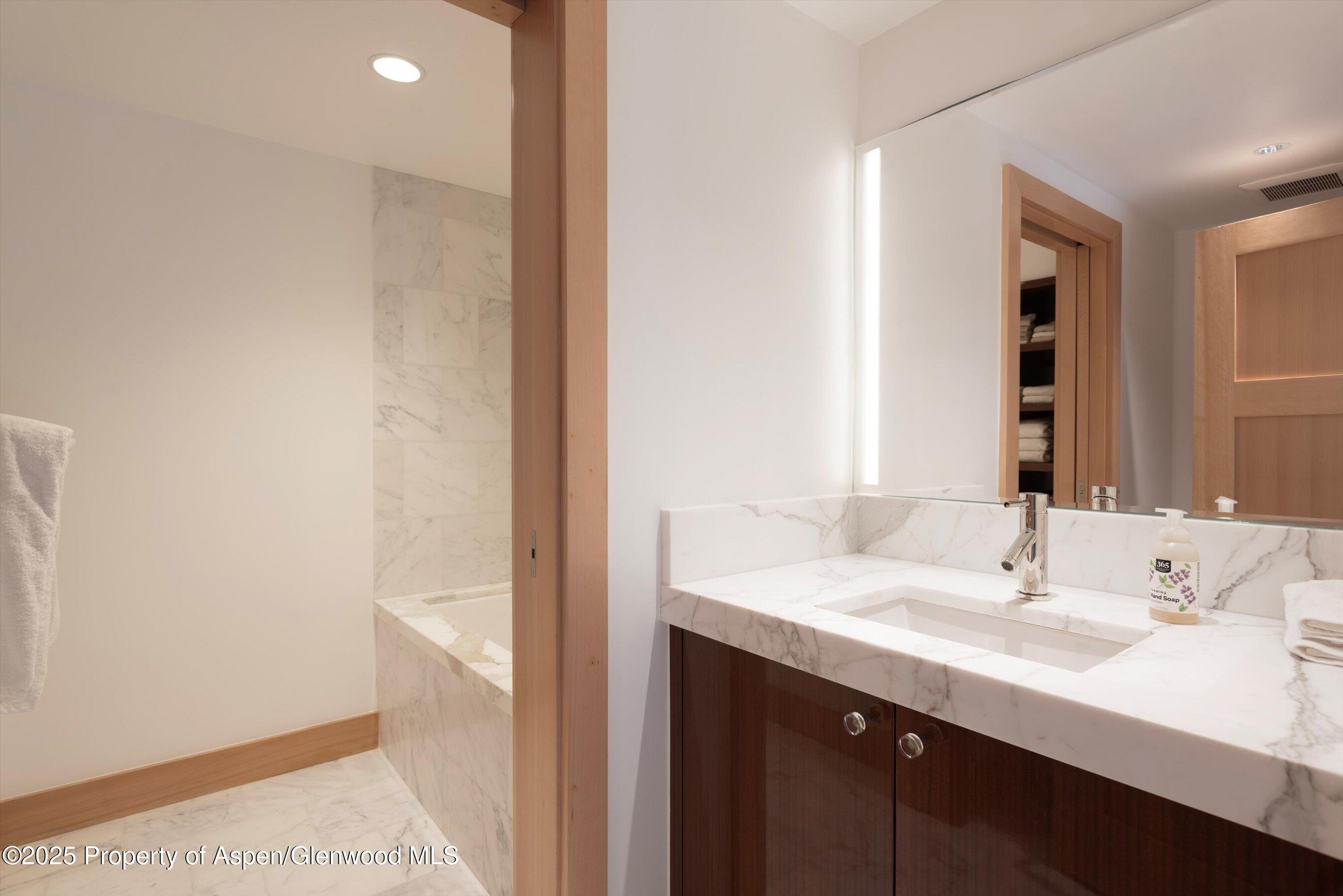 6770 Castle Creek Road Aspen, CO 81612 - Photo 26 of 53 a bathroom with a sink and a mirror