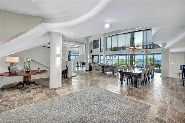 a view of a dining area with furniture