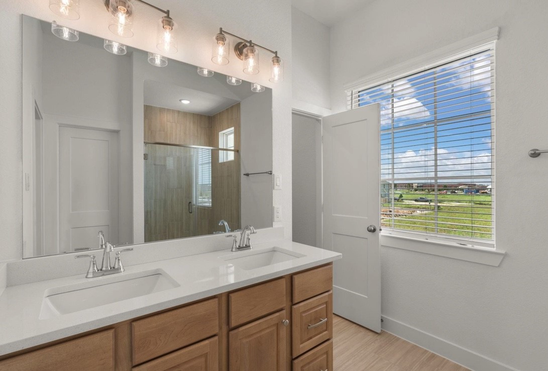 5234 Capricorn Way Manvel, TX 77578 - Photo 22 of 25 a bathroom with a sink and a mirror