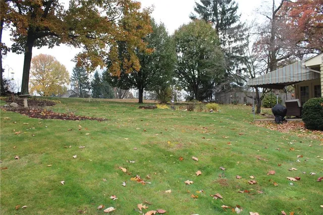 a front view of house with yard and trees