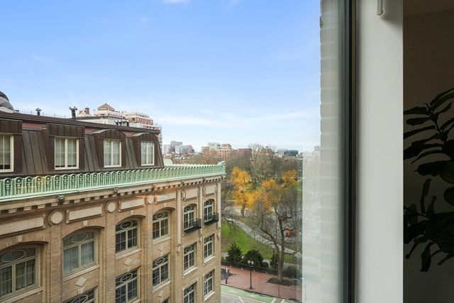 a view of a building from a balcony