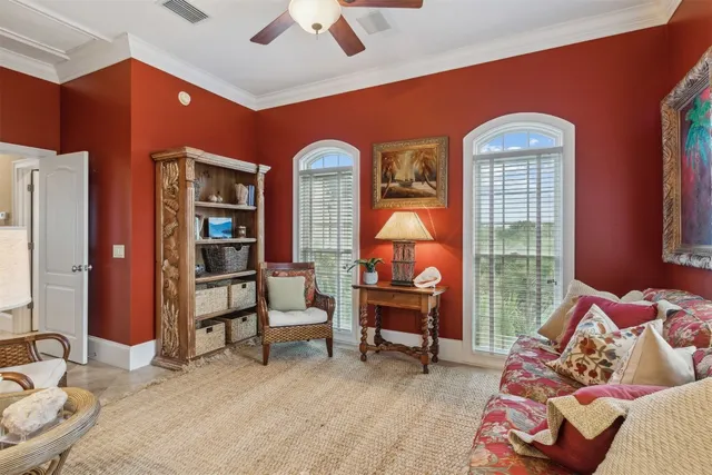 a bedroom with a bed and a fireplace