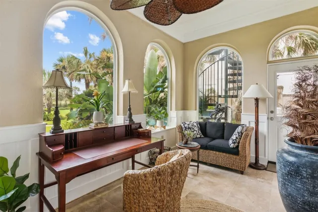 a view of a yard with plants