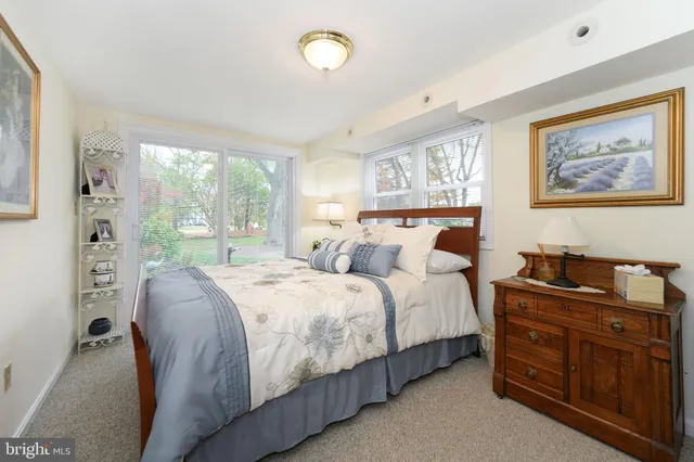 a bedroom with a bed and furniture