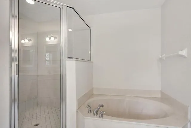 a bathroom with a bathtub