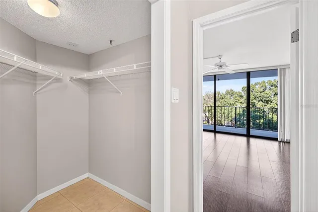 a view of a room with racks on the wall