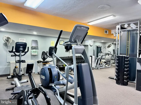 a room with gym equipment