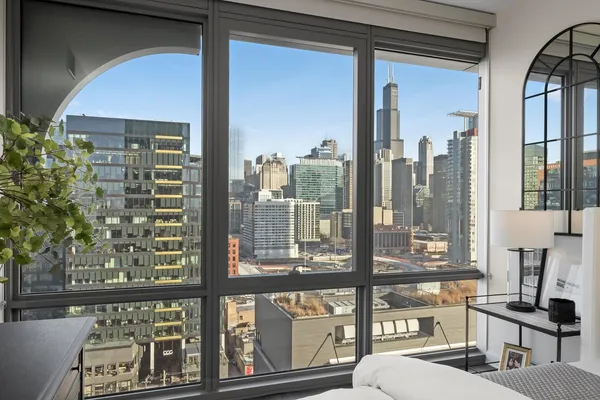 a view of a city from a balcony