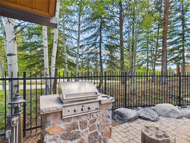 a view of a chairs and tables in the back yard of a house