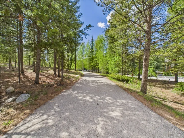 a view of a yard with yellow house