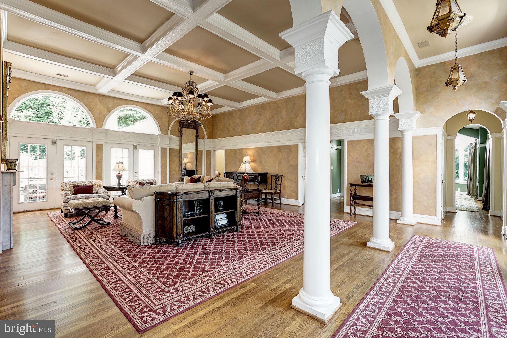 8816 Brook Road McLean, VA 22102 - Photo 3 of 49 Living room with coffered 12'+ceilings