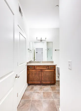 a view of a room with racks on the wall