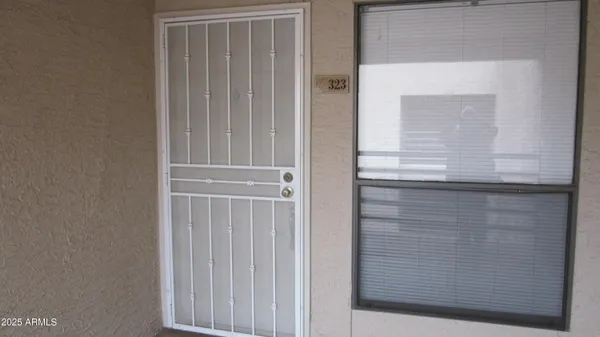 a view of wooden door