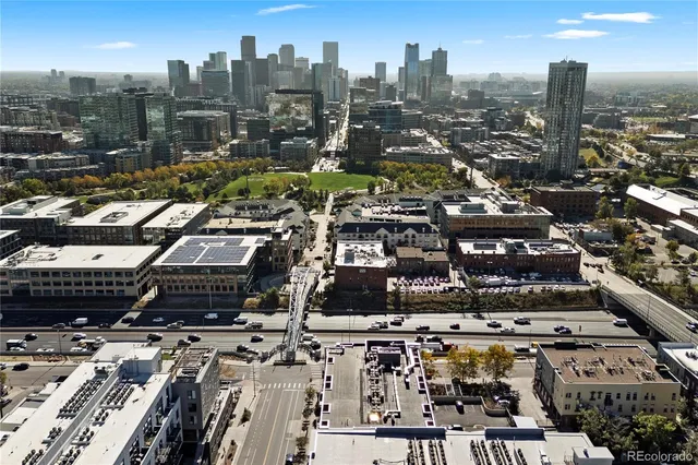 a city view with tall buildings
