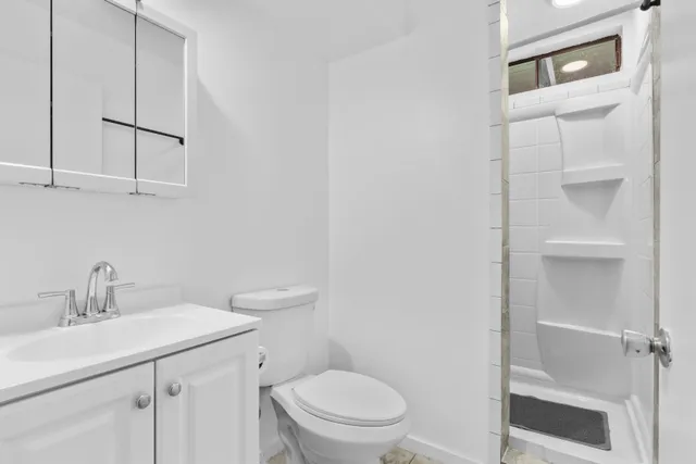 a bathroom with a sink a toilet and vanity