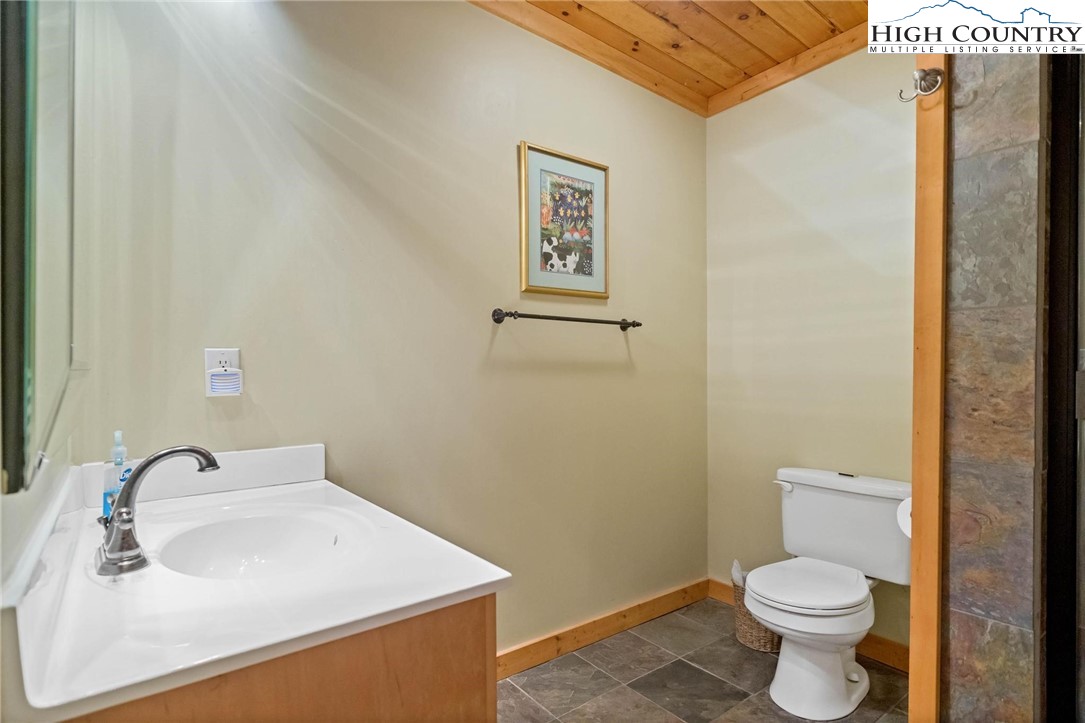 140 Spruce Hollow Road Beech Mountain, NC 28604 - Photo 31 of 50 a bathroom with a sink and a toilet