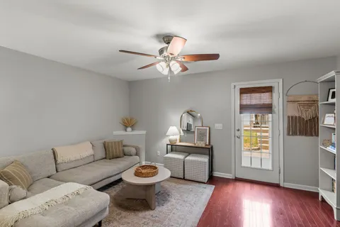 a living room with furniture