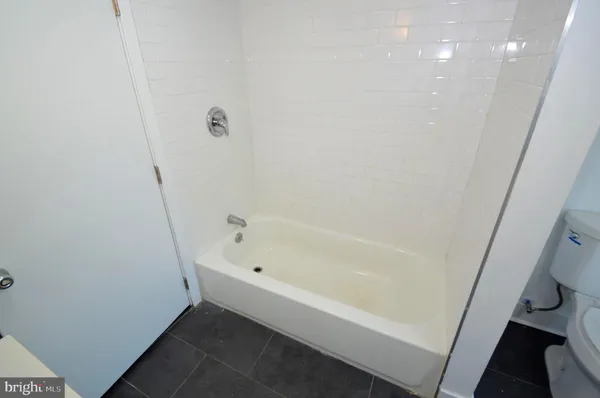 a bathroom with a bathtub