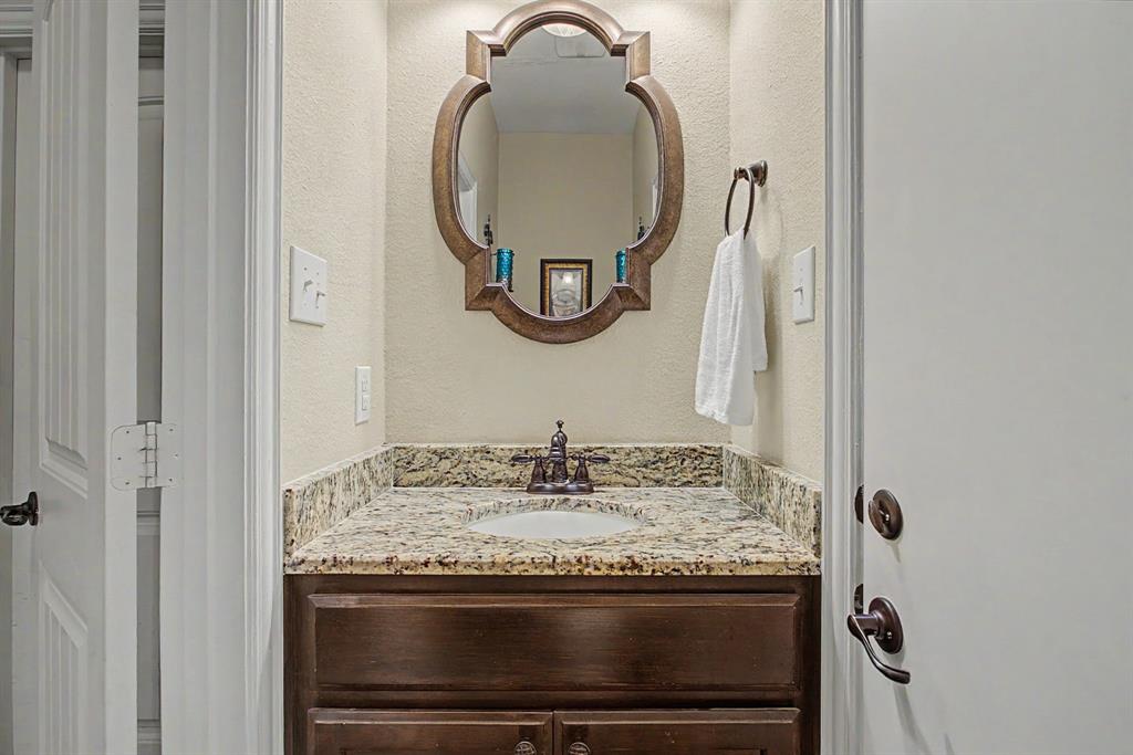 203 Saddle Ridge Court Springtown, TX 76082 - Photo 16 of 39 And then there's the powder bath. In the perfect spot. By the garage and the kitchen and with a door to the backyard. Just perfect.