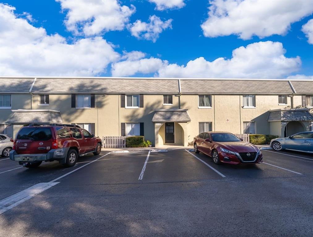 a car parked in front of a house