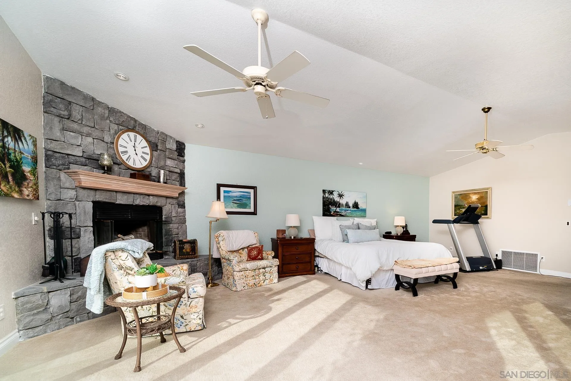 3909 Palomar Drive Fallbrook, CA 92028 - Photo 13 of 43 a bedroom with furniture and a fireplace