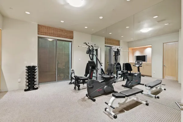 a view of an empty room with room and window