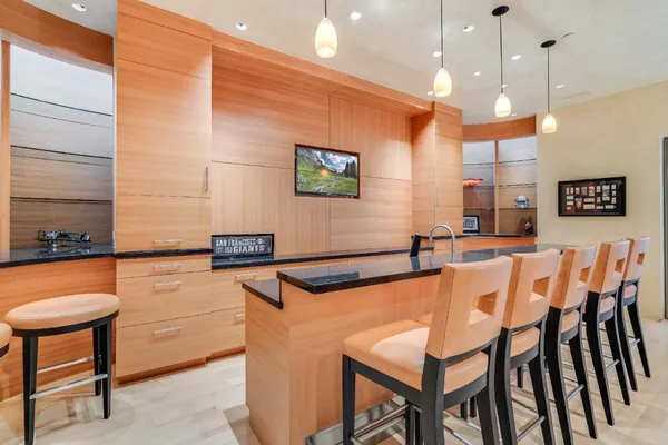 a workspace with furniture and window