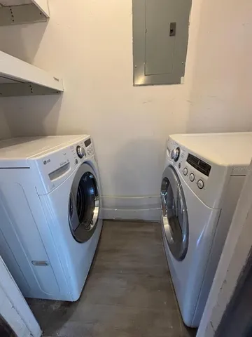 a utility room with dryer and washer