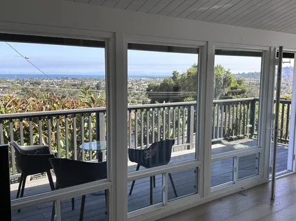 a view of a city from a balcony
