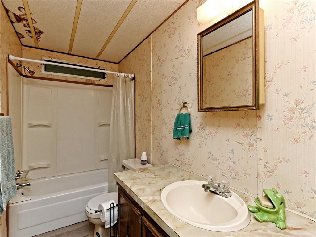 148 River Road Liberty Hill, TX 78642 - Photo 16 of 22 a bathroom with a granite countertop sink and a mirror