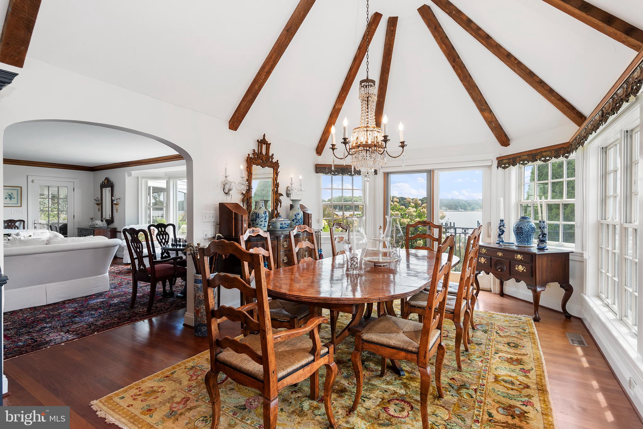 7989 Quaker Neck Road Chestertown, MD 21620 - Photo 44 of 90 a view of a dining room with furniture window and wooden floor